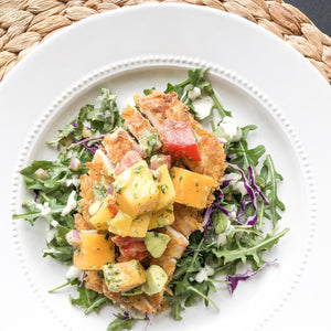 Plantain-Crusted Chicken with Mango Salsa